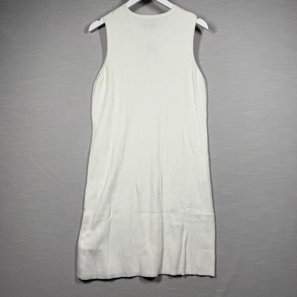 Lita Ciara Dress Womens Large White Casual Buttons Ribbed Quite Luxury Chic - Picture 2 of 10